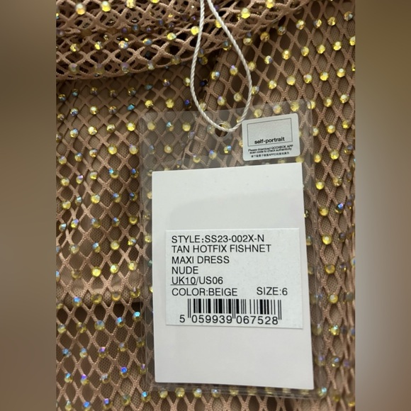 Self Portrait Tan Rhinestone off the shoulder dress - Picture 5 of 12